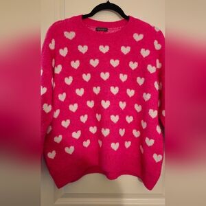 Vince Camuto Pink Heart Pattern Sweater